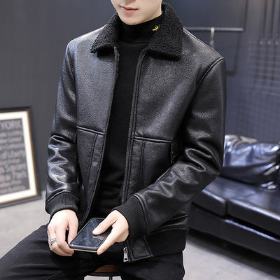 2019 High-Quality Men's Fashion PU Leather Jacket