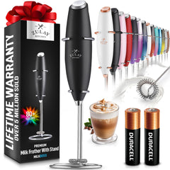 Zulay Kitchen High-Speed Milk Frother - Handheld Electric Mixer for Coffee & More - Black