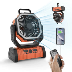 Portable Camping Fan with LED Light & Power Bank – Rechargeable Outdoor Fan