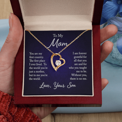 To My Mom: Your Love Guides Me Forever – Heart Necklace from Your Son