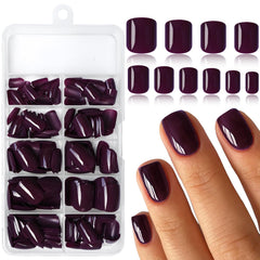 LoveOurHome Short Square Press-On Nails – 240PCS Grape Acrylic Set with Glue & Tabs, Full Cover